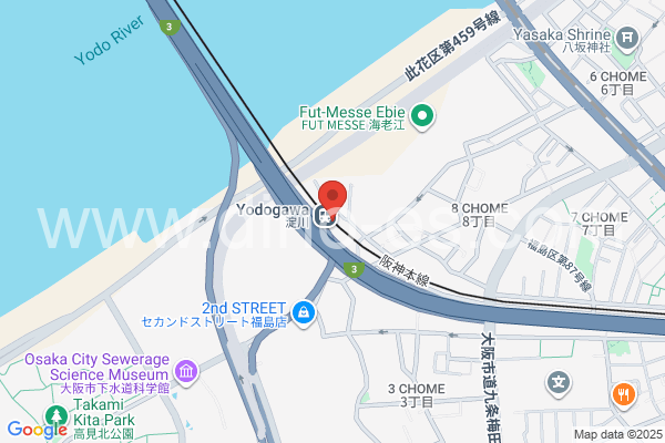 淀川メンズエステの地図です。map of Yodogawa station where spa and massage salons are located