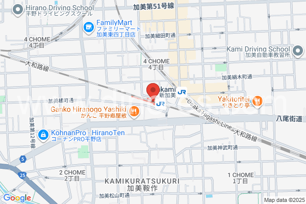 加美メンズエステの地図です。map of Kami station where spa and massage salons are located