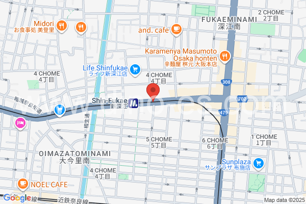新深江メンズエステの地図です。map of Shin-Fukae station where spa and massage salons are located