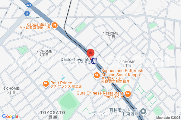 だいどう豊里メンズエステの地図です。map of Daidō-Toyosato station where spa and massage salons are located
