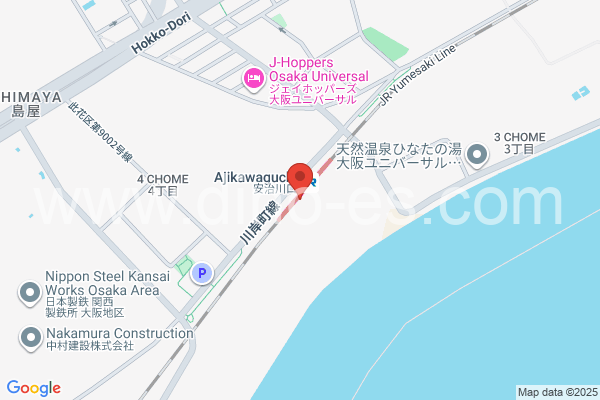 安治川口メンズエステの地図です。map of Ajikawaguchi station where spa and massage salons are located