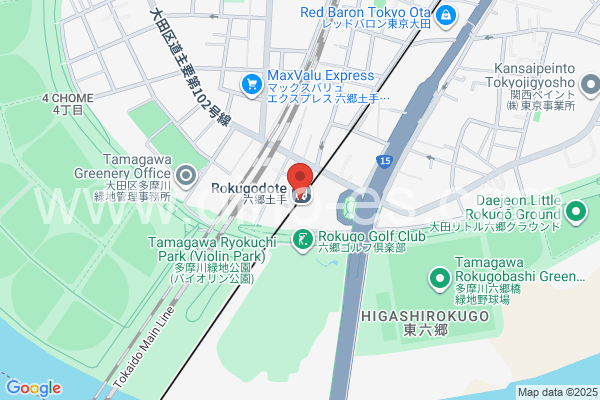 六郷土手メンズエステの地図です。map of Rokugōdote station where spa and massage salons are located