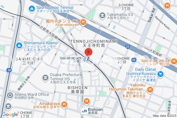 河堀口メンズエステの地図です。map of Koboreguchi station where spa and massage salons are located