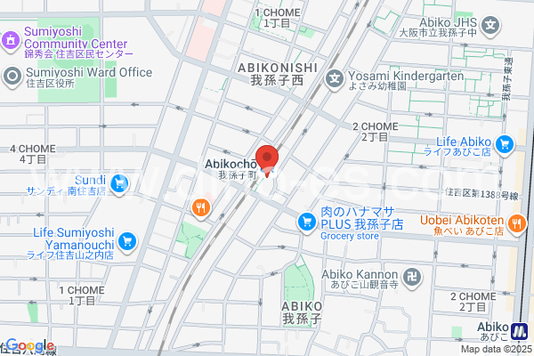 我孫子町メンズエステの地図です。map of Abikochō station where spa and massage salons are located