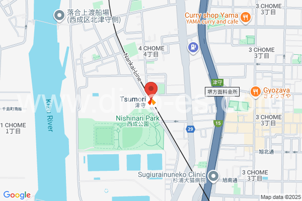 津守メンズエステの地図です。map of Tsumori station where spa and massage salons are located