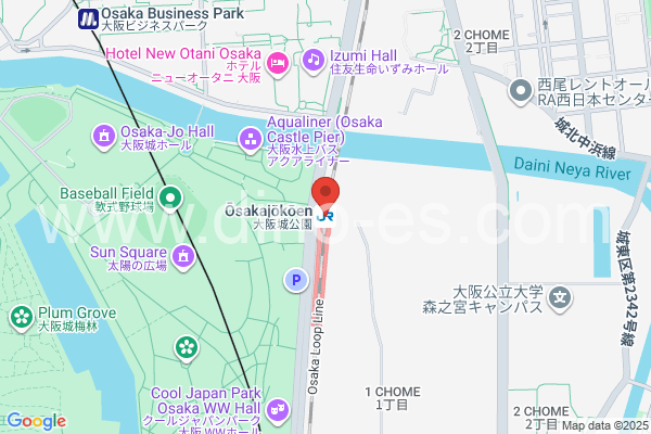 大阪城公園メンズエステの地図です。map of Osakajōkōen station where spa and massage salons are located
