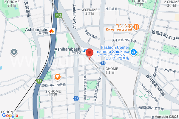 芦原橋メンズエステの地図です。map of Ashiharabashi station where spa and massage salons are located