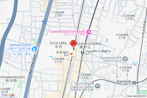 粉浜メンズエステの地図です。map of Kohama station where spa and massage salons are located
