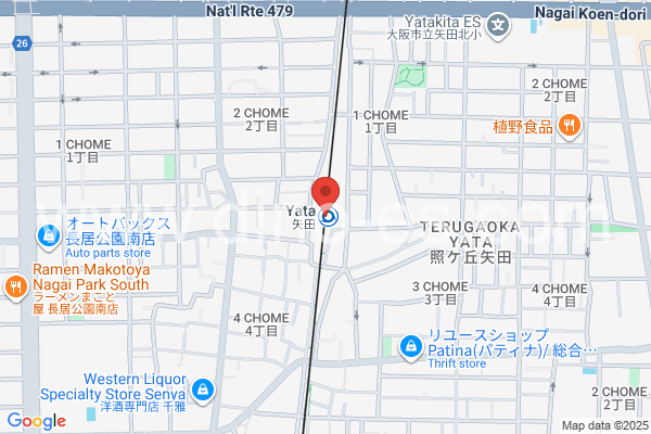 矢田(大阪)メンズエステの地図です。map of Yada station where spa and massage salons are located