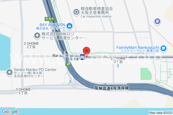南港東メンズエステの地図です。map of Nankōhigashi station where spa and massage salons are located