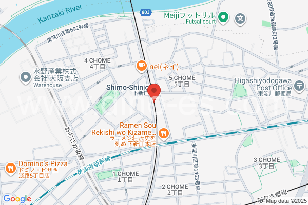 下新庄メンズエステの地図です。map of Shimo-Shinjō station where spa and massage salons are located