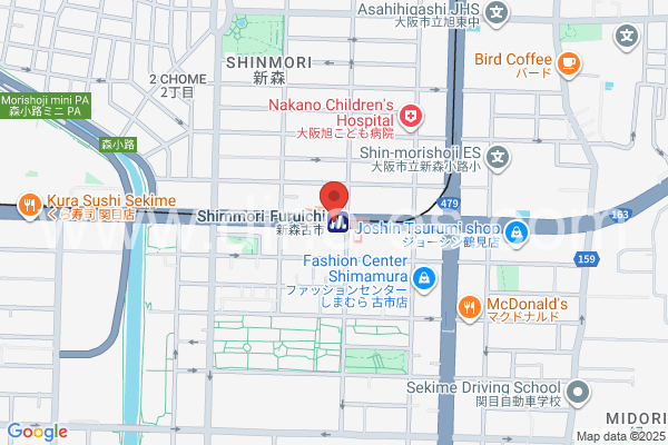 新森古市メンズエステの地図です。map of Shimmori-Furuichi station where spa and massage salons are located