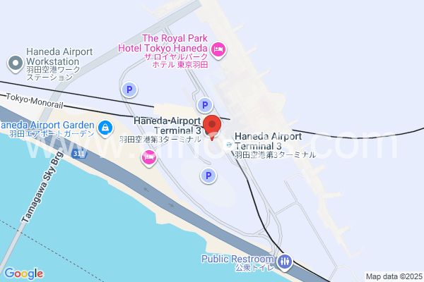 羽田空港国際線ターミメンズエステの地図です。map of Haneda Airport International Terminal station where spa and massage salons are located