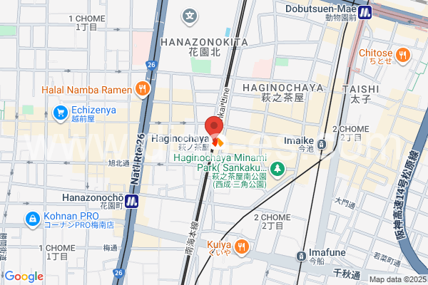 萩ノ茶屋メンズエステの地図です。map of Haginochaya station where spa and massage salons are located