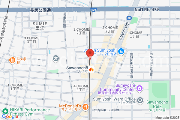 沢ノ町メンズエステの地図です。map of Sawanochō station where spa and massage salons are located