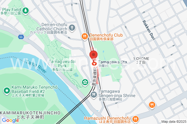 多摩川メンズエステの地図です。map of Tamagawa station where spa and massage salons are located