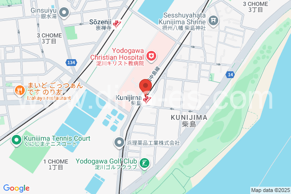 柴島メンズエステの地図です。map of Kunijima station where spa and massage salons are located
