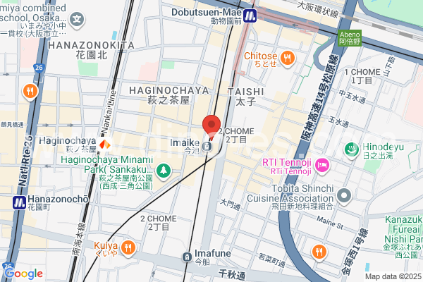 今池(大阪)メンズエステの地図です。map of Imaike station where spa and massage salons are located