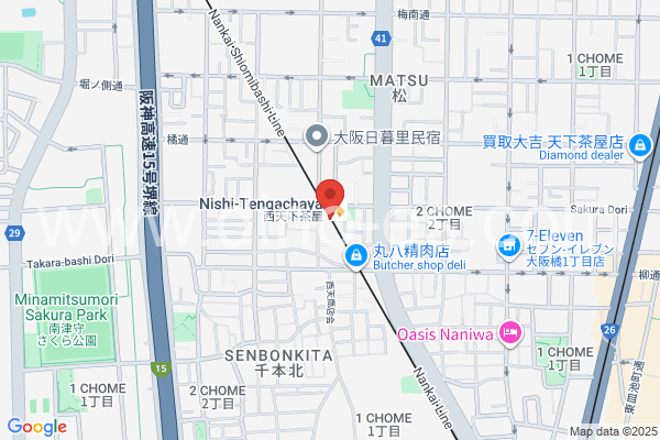 西天下茶屋メンズエステの地図です。map of Nishi-Tengachaya station where spa and massage salons are located