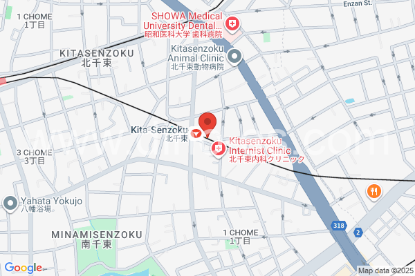 北千束メンズエステの地図です。map of Kita-Senzoku station where spa and massage salons are located