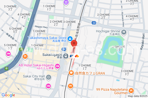 堺東メンズエステの地図です。map of Sakai-Higashi station where spa and massage salons are located