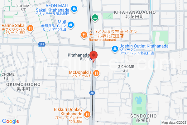 北花田メンズエステの地図です。map of Kitahanada station where spa and massage salons are located