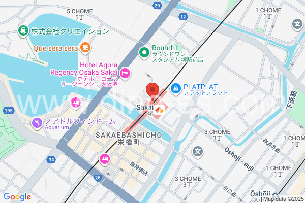 堺メンズエステの地図です。map of Sakai station where spa and massage salons are located