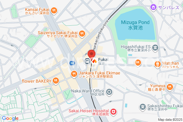 深井メンズエステの地図です。map of Fukai station where spa and massage salons are located