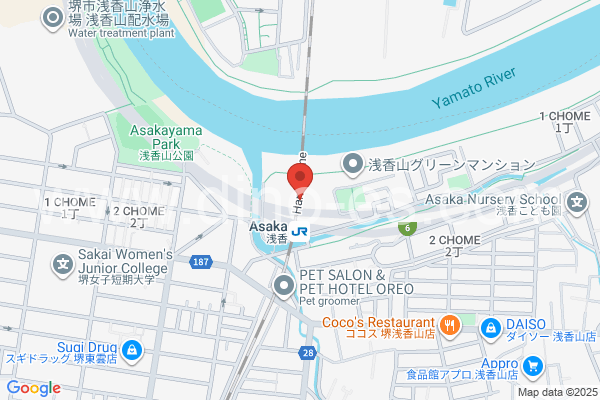 浅香メンズエステの地図です。map of Asaka station where spa and massage salons are located