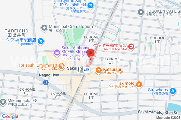 堺市メンズエステの地図です。map of Sakaishi station where spa and massage salons are located