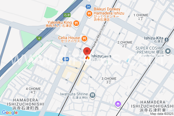 石津川メンズエステの地図です。map of Ishizugawa station where spa and massage salons are located
