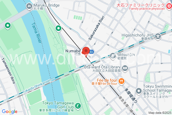 沼部メンズエステの地図です。map of Numabe station where spa and massage salons are located