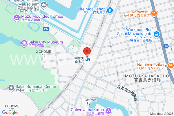 百舌鳥メンズエステの地図です。map of Mozu station where spa and massage salons are located