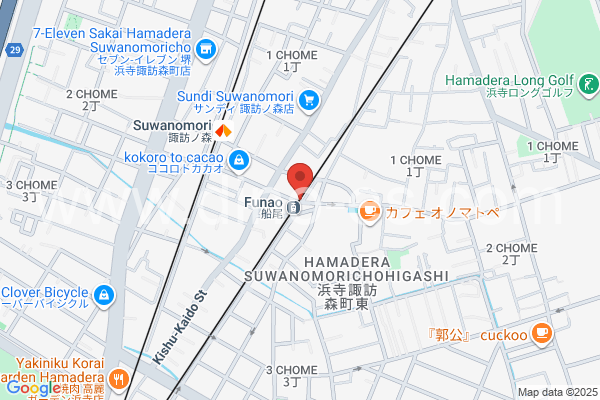 船尾(大阪)メンズエステの地図です。map of Funao station where spa and massage salons are located