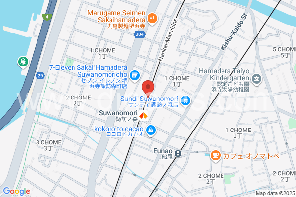 諏訪ノ森メンズエステの地図です。map of Suwanomori station where spa and massage salons are located