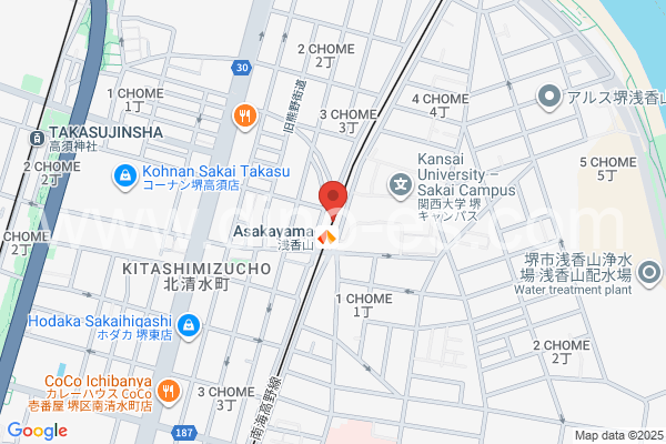 浅香山メンズエステの地図です。map of Asakayama station where spa and massage salons are located