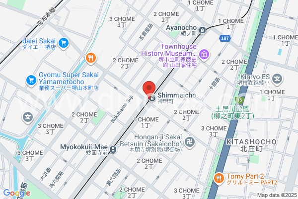 神明町メンズエステの地図です。map of Shimmeichō station where spa and massage salons are located