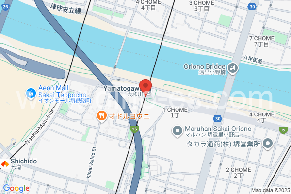 大和川メンズエステの地図です。map of Yamatogawa station where spa and massage salons are located