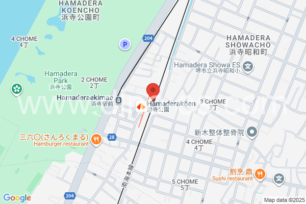浜寺公園メンズエステの地図です。map of Hamaderakōen station where spa and massage salons are located