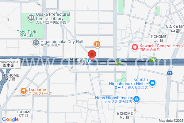 荒本メンズエステの地図です。map of Aramoto station where spa and massage salons are located