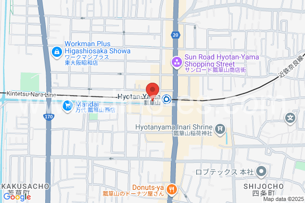 瓢箪山(大阪)メンズエステの地図です。map of Hyoutanyama station where spa and massage salons are located