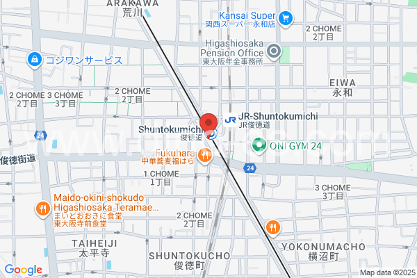 俊徳道メンズエステの地図です。map of Shuntokumichi station where spa and massage salons are located