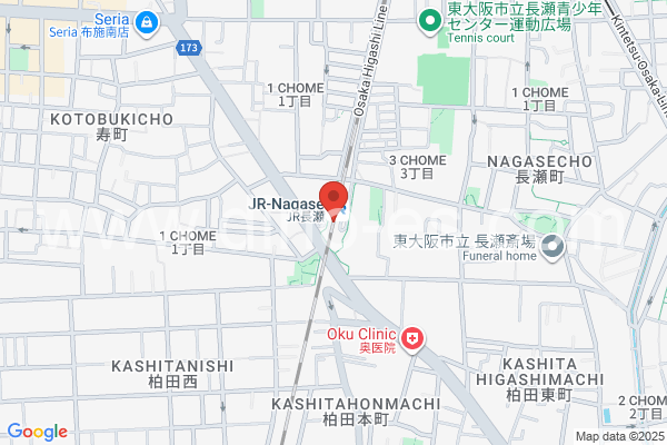 ＪＲ長瀬メンズエステの地図です。map of JR Nagase station where spa and massage salons are located