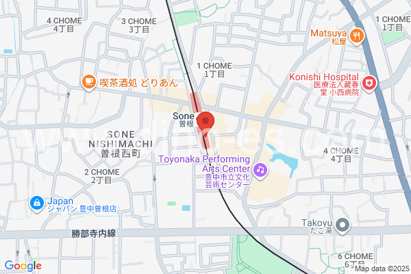 曽根(大阪)メンズエステの地図です。map of Sone station where spa and massage salons are located