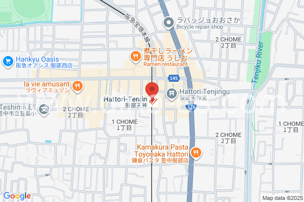 服部天神メンズエステの地図です。map of Hattori-tenjin station where spa and massage salons are located