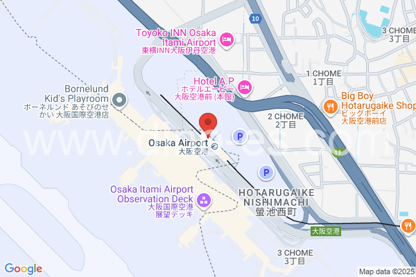 大阪空港メンズエステの地図です。map of Osaka Airport station where spa and massage salons are located