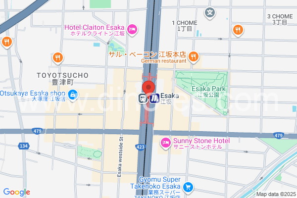 江坂メンズエステの地図です。map of Esaka station where spa and massage salons are located