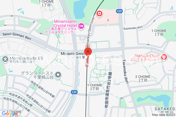 南千里メンズエステの地図です。map of Minami-Senri station where spa and massage salons are located