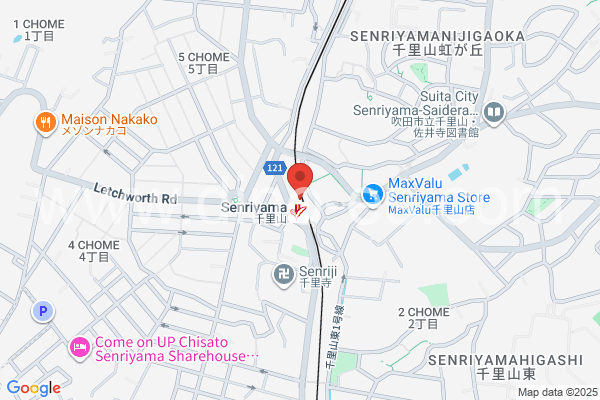 千里山メンズエステの地図です。map of Senriyama station where spa and massage salons are located