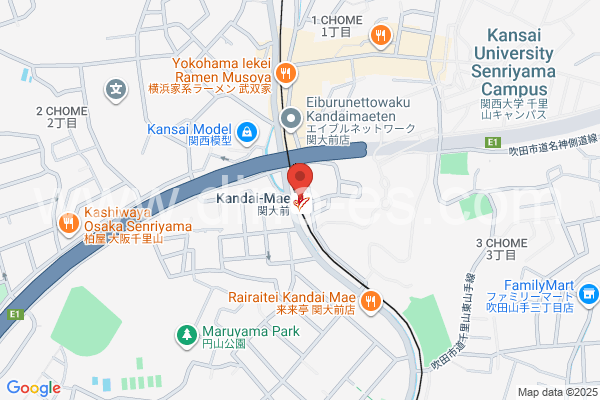 関大前メンズエステの地図です。map of Kandaimae station where spa and massage salons are located